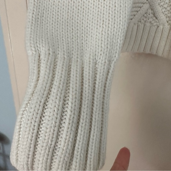 Lands’ End Sweater Cream Drifter Pullover Cable Knit Thick Fisherman Size 14-16 - Picture 4 of 10